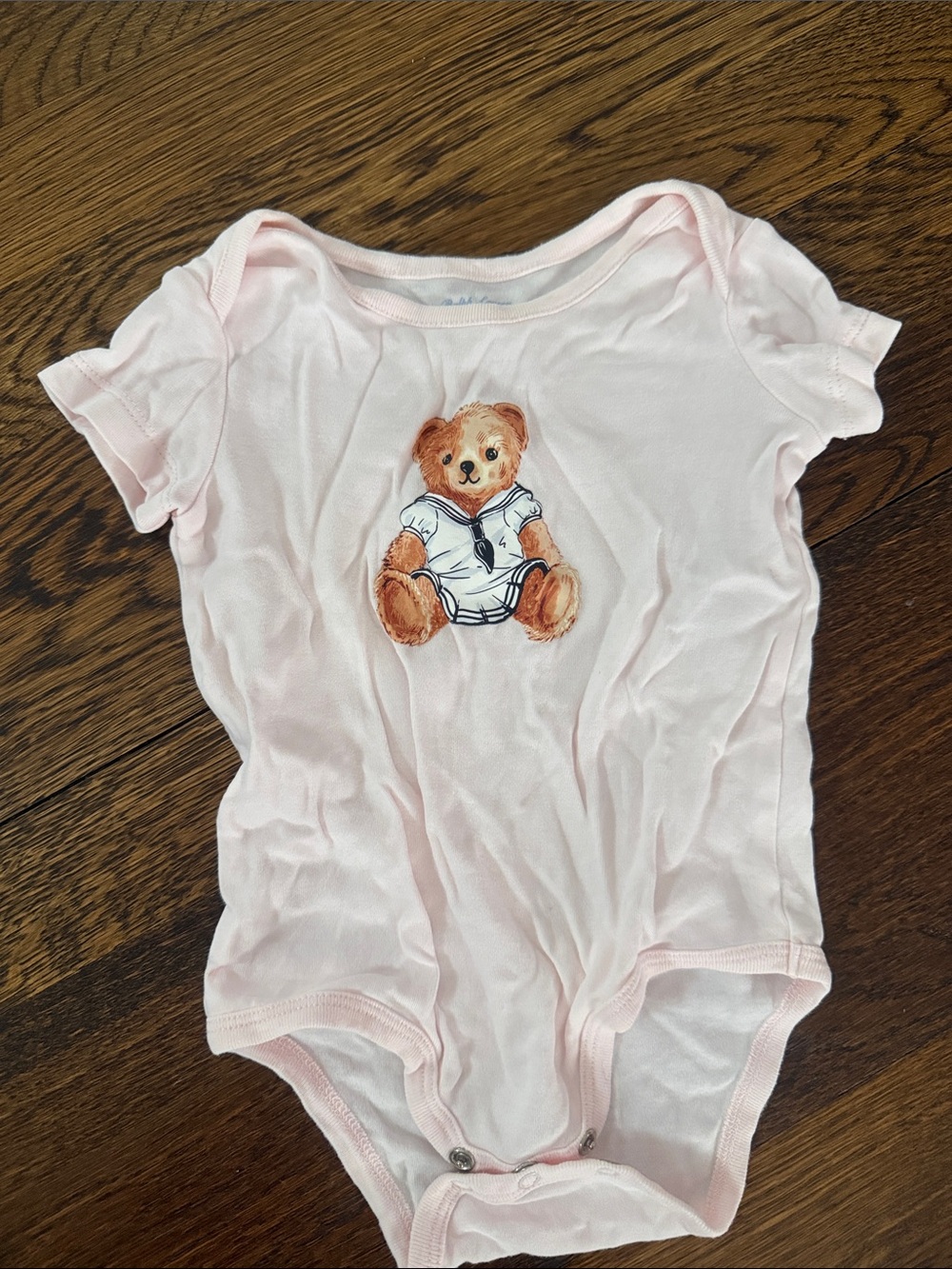 Ralph Lauren Light Pink Teddy Bear Bodysuit
